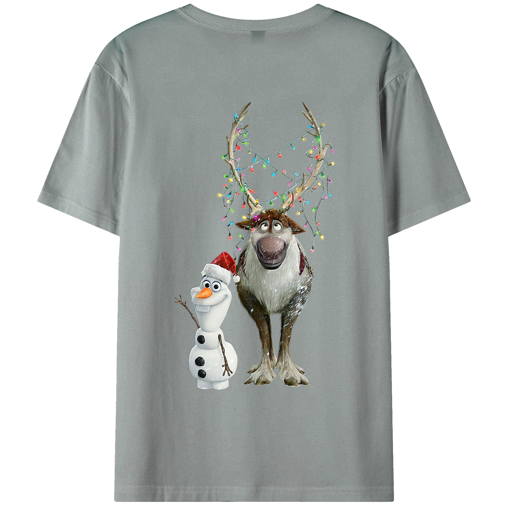 （画像用） アナと雪の女王 アンナ エルサ Frozen Anna Elsa 綿100％ メンズ半袖Tシャツ（バックプリント） 通気性